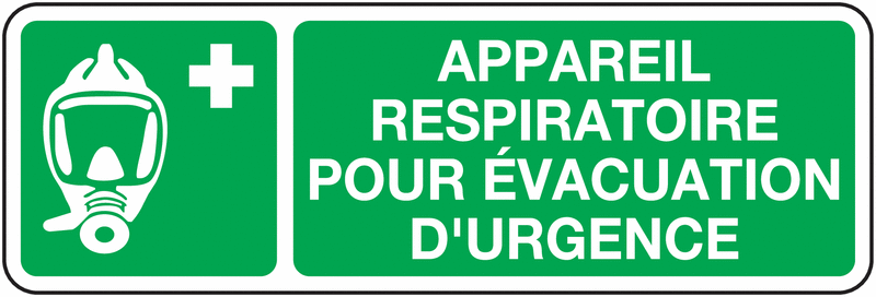 Panneaux appareil respiratoire évacuation picto +texte
