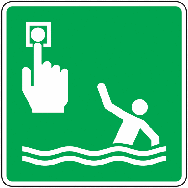Panneau bouton alerte personne à la mer