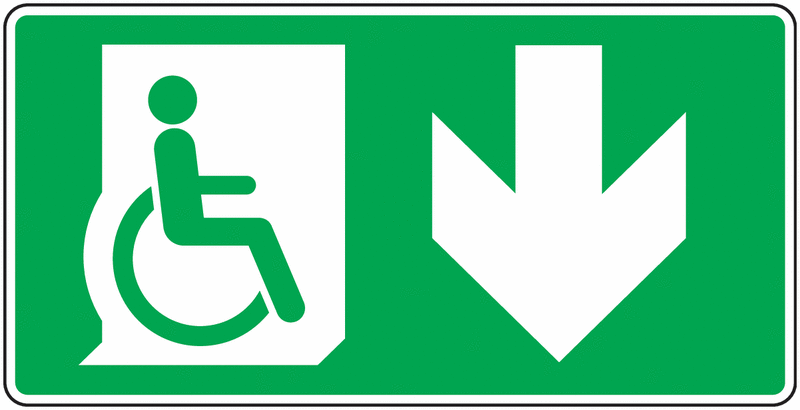 Panneau Evacuation Handicapés en bas
