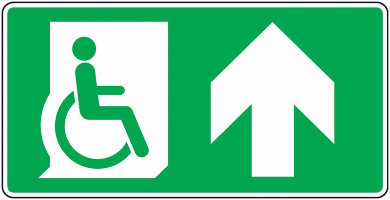 Panneau Evacuation Handicapés en haut