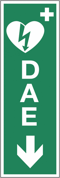 Panneau texte défibrillateur "DAE" vertical