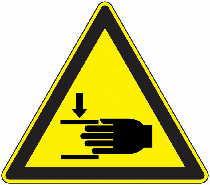 Panneau danger Risque d'écrasement des mains logo