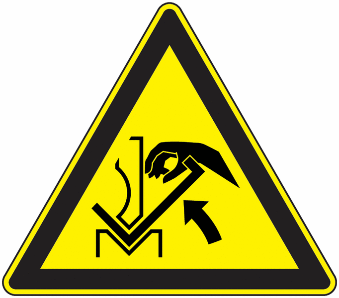 Panneaux danger écrasem. main entre plieuse et matériel