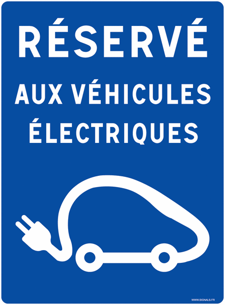 Panneau réservé aux véhicules électriques grand format bleu
