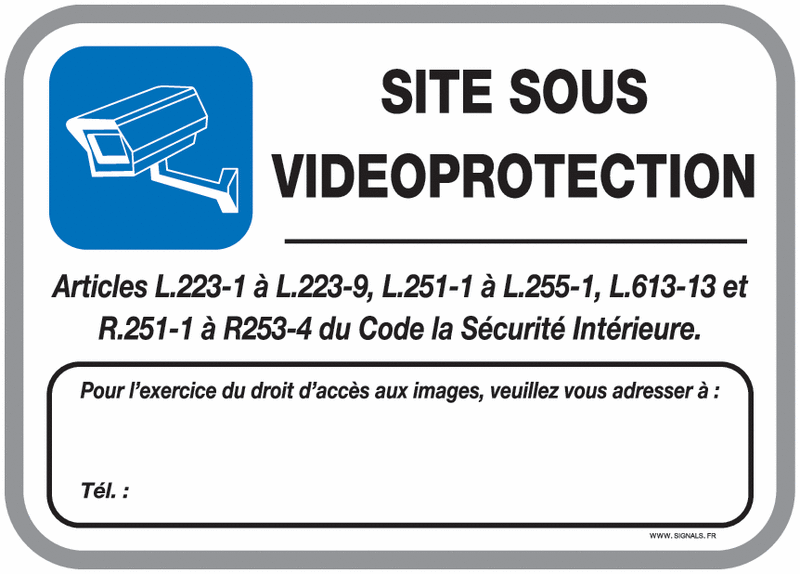 Panneau alu Cl1 Site sous vidéoprotection