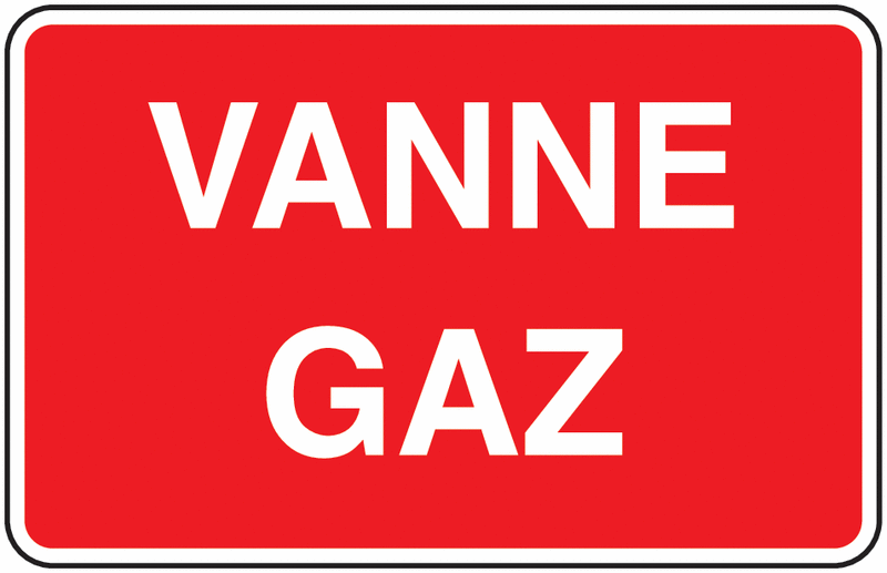 Panneau en PVC avec texte Vanne Gaz