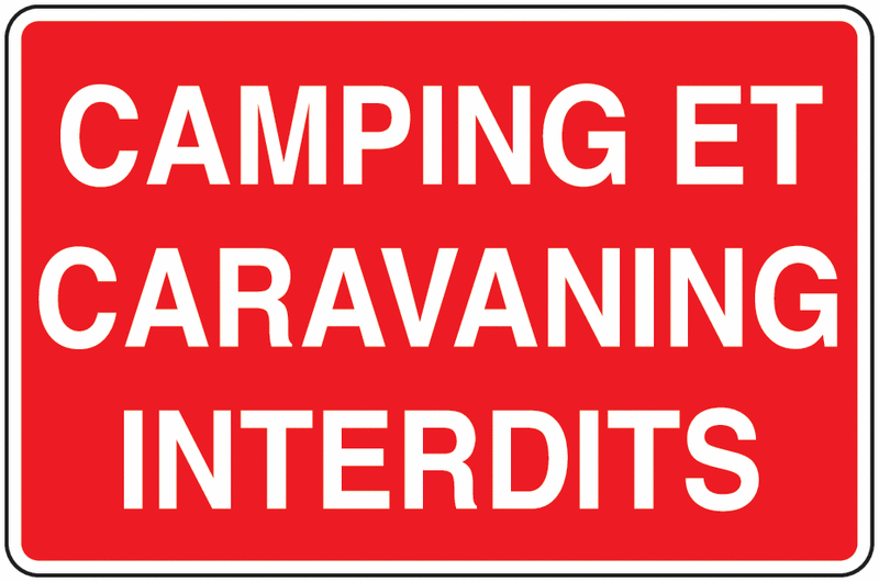 Panneau PVC Camping et caravaning interdits