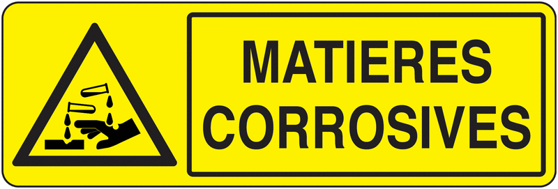 Panneau danger Matières corrosives Logo et texte