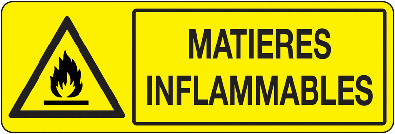 Panneau danger Matières inflammables Logo et texte