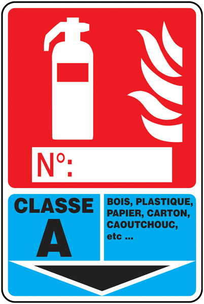 Panneau PVC Extincteur classe A + étiquette