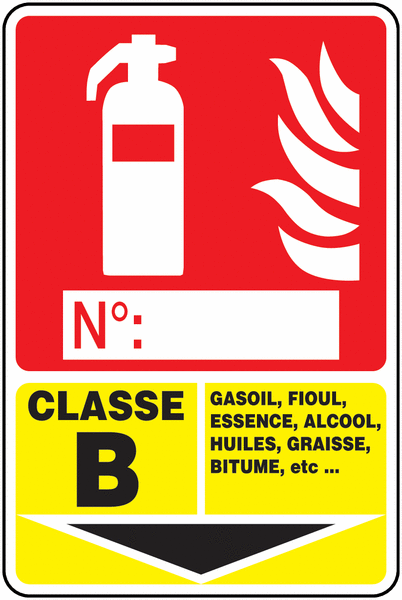Panneau PVC Extincteur Classe B + étiquette