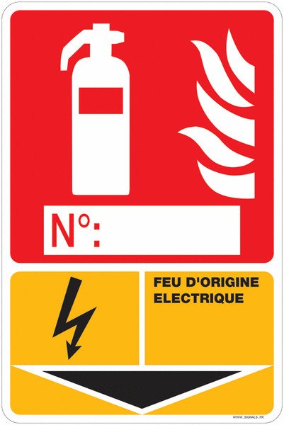 Panneau PVC Extincteur feu électrique + étiquette