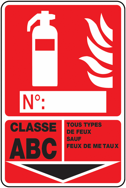 Panneau PVC Extincteur Classe ABC + étiquette