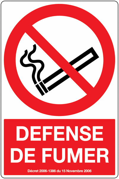 Panneau PVC Défense de fumer Picto et texte