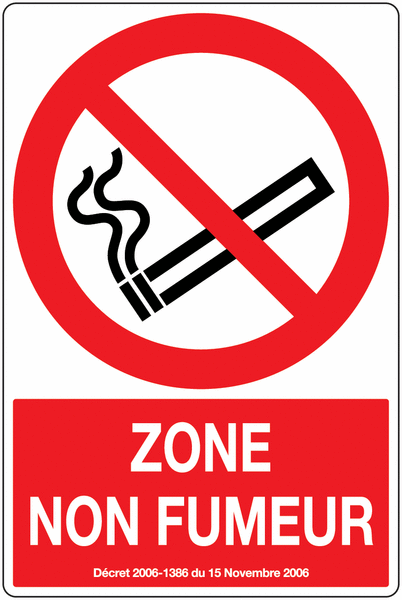 Panneau PVC picto et texte Zone non fumeur