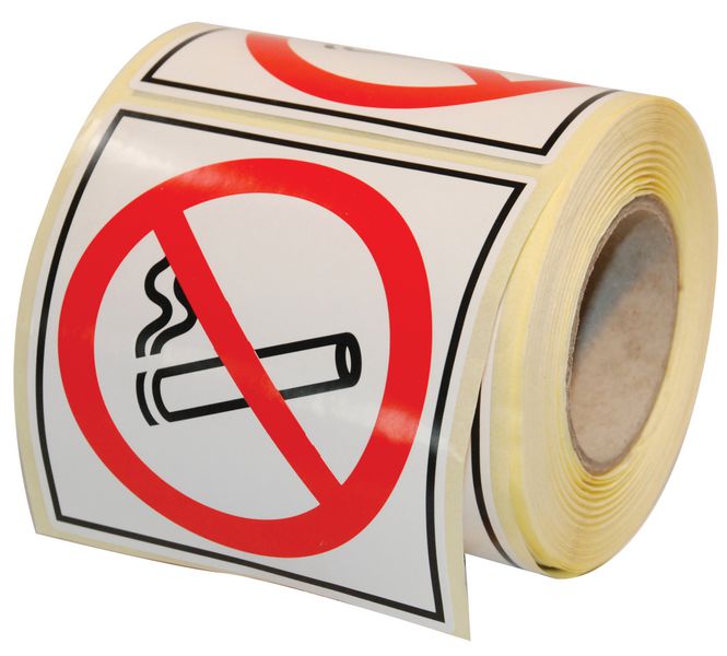 Rouleau 250 autocollants papier Défense de fumer