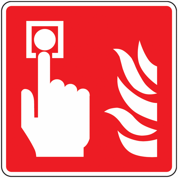 Panneau PVC ou autocollant Bouton alarme incendie
