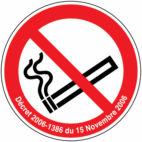 Panneau picto Défense de fumer et décret