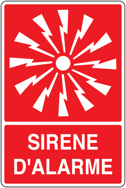 Panneau PVC Sirène d'alarme picto et texte