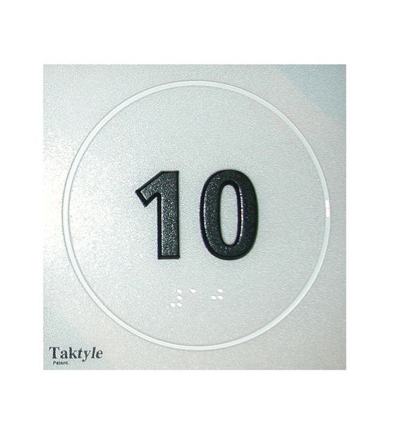 Signalétique en braille 150 x 150 mm Numéro 10