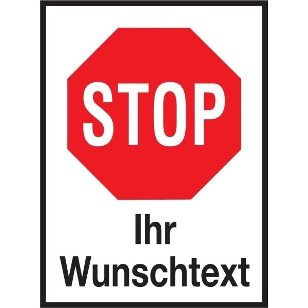 Aluminium-Schilder im STOP-Design - „Halt! Vorfahrt gewähren“ mit Text nach Wunsch