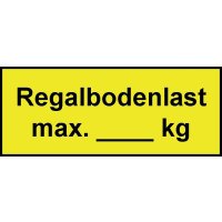 Regalbodenlast max. [_] kg – Regalkennzeichnungen mit Gewichtsangaben