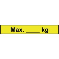 Max. [_] kg – Regalkennzeichnungen mit Gewichtsangaben