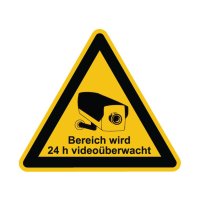 Bereich wird 24 h videoüberwacht - Videokennzeichnung im Warn-Design