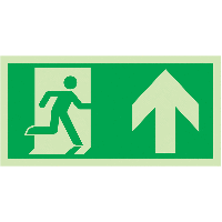 "Rettungsweg / Notausgang und Richtungspfeil rechts oben" Kombi-Schilder nach EN ISO 7010