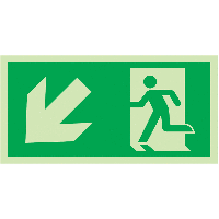 "Rettungsweg / Notausgang und Richtungspfeil links abwärts" Kombi-Schilder nach EN ISO 7010