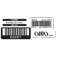 Lasergravierte Etiketten Premium, individuell mit Größe nach Wunsch, Barcode, Acrylat