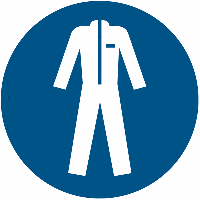 Gebotszeichen "Schutzkleidung benutzen" nach EN ISO 7010