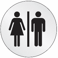 WC - Piktogrammschilder aus Edelstahl, rund, selbstklebend