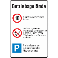 Höchstgeschwindigkeit/Offene Flamme, Feuer u. Rauchen verboten/Parken - PREMIUM Verkehrstafeln