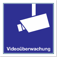 Videoüberwachung - Videokennzeichnung zur Hinterglasverklebung gemäß DIN 33450, DSGVO