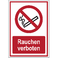 Rauchen verboten - Kombi-Schilder, EN ISO 7010