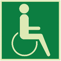 XTRA-GLO Notausgang für Rollstuhlfahrer rechts - Rettungswegzeichen für Rollstuhlfahrer, praxiserprobt