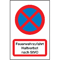 Feuerwehrzufahrt Haltverbot nach StVO - Brandschutz-Parkverbots-Kombi-Schilder