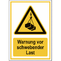 Warnung vor schwebender Last - Kombi-Schilder, EN ISO 7010