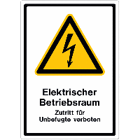 Elektrischer Betriebsraum - DuraPremium Warnzeichen-Kombischilder, vandalismussicher, EN ISO 7010