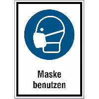 Hinweisschilder mit Gebotszeichen "Maske benutzen" nach EN ISO 7010