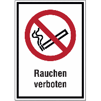 Hinweisschilder mit Verbotszeichen "Rauchen verboten" nach EN ISO 7010