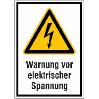 Warnung vor elektrischer Spannung - Kombischilder mit Sicherheitszeichen, EN ISO 7010
