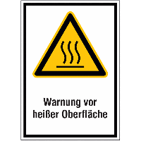 Warnung vor heißer Oberfläche - Kombischilder mit Sicherheitszeichen, EN ISO 7010