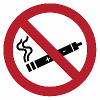 Verbotszeichen "E-Zigarette rauchen verboten", praxiserprobt