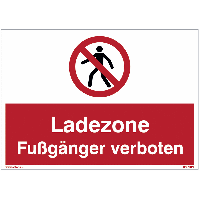 Verbotsschilder "Ladezone - Fußgänger verboten" Symbol nach EN ISO 7010