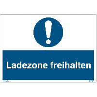 Gebotsschilder "Ladezone freihalten" Symbol nach ASR A1.3:2013, EN ISO 7010