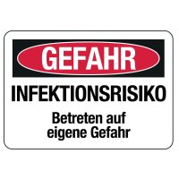 GEFAHR - INFEKTIONSRISIKO - Hinweisschilder
