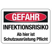 Hinweisschilder "GEFAHR - INFEKTIONSRISIKO"