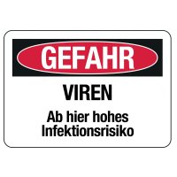 Hinweisschilder "GEFAHR - VIREN"